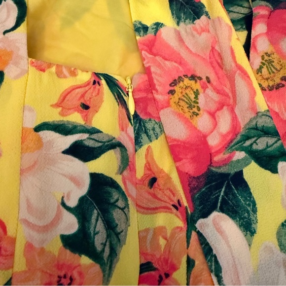 Eliza J Yellow and Pink Tiered Ruffled Sundress Mock Neck Bow - Picture 8 of 8